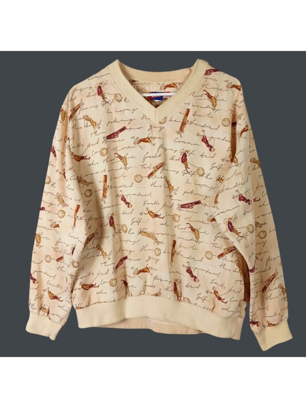 Tail Vintage Golf Print Pullover Windbreaker Top Womens M Multi Golfcore Retro